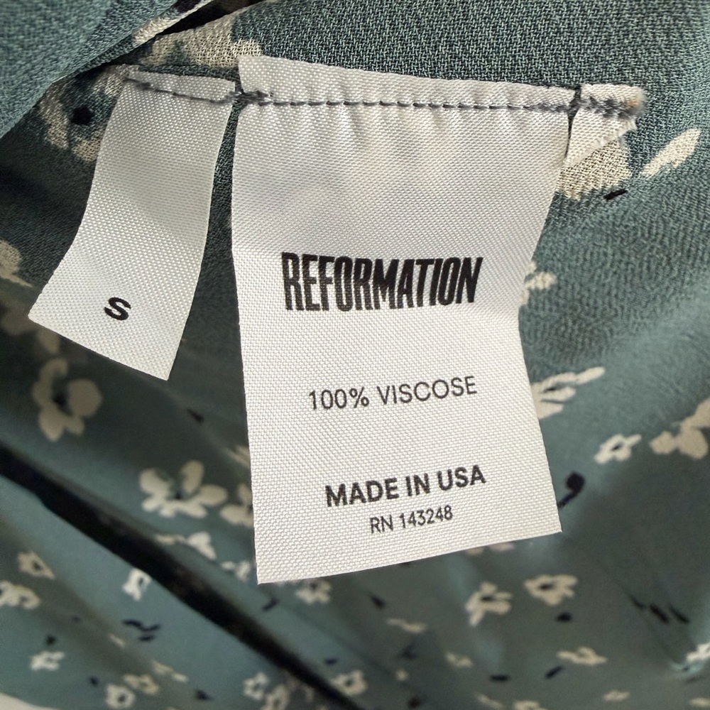 Reformation Mollie Teal Floral Dress - Picture 5 of 7